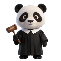 Judge Panda Character Icon with Gavel - 3D Render