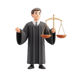 Judge Holding Scales of Justice 3D Icon