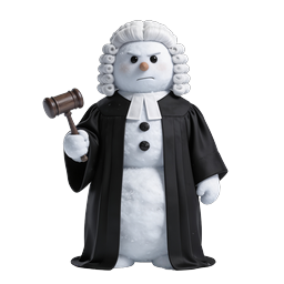 裁判官の雪だるまアイコン | 小槌を持ったウィンターコートキャラクター