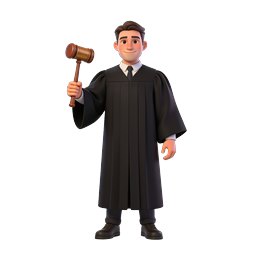 Judge Holding Gavel 3D Cartoon Icon