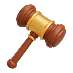 Judicial Gavel Icon - 3D Rendered Legal Hammer