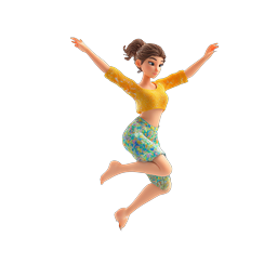 Joyful Girl Jumping Water Splash 3D Icon