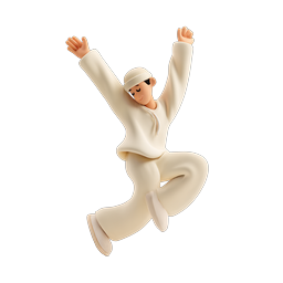 Jumping Joyful Figure 3D Clay Icon