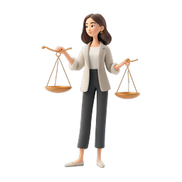 Frau mit Justitia-Waage - Rechtliches 3D-Icon