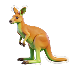 Stylized 3D Kangaroo Sticker Icon - Australian Wildlife