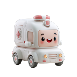 Cute Kawaii Ambulance 3D Medical Icon