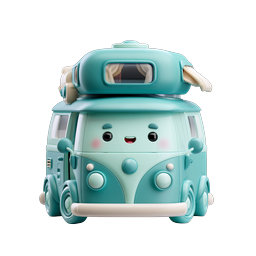 Icona camper kawaii - Veicolo da viaggio 3D carino