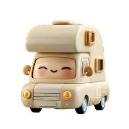 Kawaii Camper Van Icon - Cute 3D Clay Style