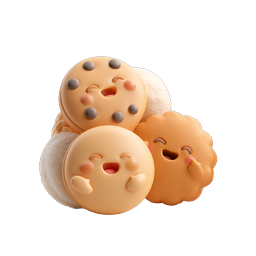 Icona 3D di personaggi biscotti Kawaii carini