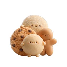Adorable Kawaii Cookie Characters 3D Icon Set