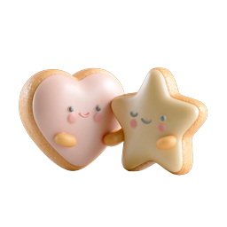 Kawaii Cookie Pair Icon - Cute Heart & Star Bakery Design