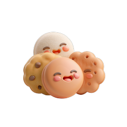 Kawaii Cookies Clay Icon - Cute 3D Cookie Characters