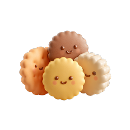 Cute Kawaii Cookies Icon - Adorable 3D Dessert