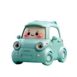 Kawaii Cute Car Icon - Adorable 3D Clay Style Vehicle