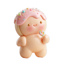 Cute Kawaii Dessert Character with Lollipop Icon