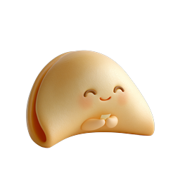 Cute Kawaii Fortune Cookie 3D Character Icon