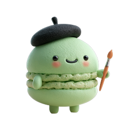 Icona personaggio artista macaron verde carino Kawaii