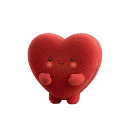 かわいい Kawaii ハートキャラクターアイコン - 愛らしい 3D デザイン