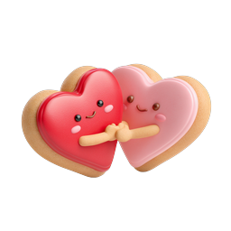 Kawaii Heart Cookies - Adorable 3D Clay Valentine's Day Icon