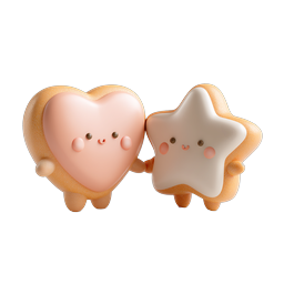 Kawaii Heart and Star Clay Toast Characters Icon