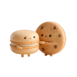 Cute Kawaii Macaron and Chocolate Chip Cookie Icon