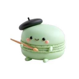 Kawaii Macaron Artist Icon - Cute Pastel Dessert Mascot