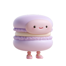 Kawaii Macaron Character Icon - Cute Pastry Mascot