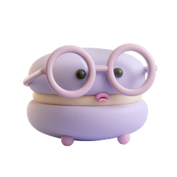 Kawaii Macaron Character with Glasses - 3D Clay Icon