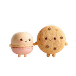 Cute Kawaii Macaron and Chocolate Chip Cookie Icon