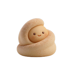 Kawaii Pastry Character Icon - Cute Smiling Bread Bun