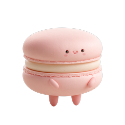 Kawaii Pink Macaron Character Icon - Cute Clay Style