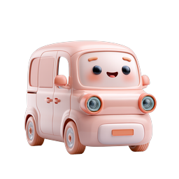 Cute Kawaii Pink Van Icon - 3D Cartoon Vehicle