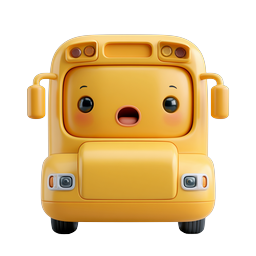 Süßes Kawaii-Schulbus-Charakter-Icon - 3D Render