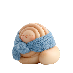 Sleepy Kawaii Character with Blue Knit Scarf Icon