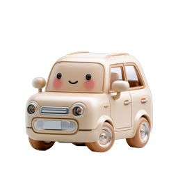 Cute Kawaii Smile Car Icon - 3D Clay Style