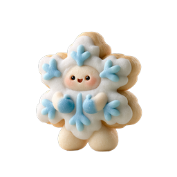 Adorable Kawaii Snowflake Character 3D Icon | Winter Clipart