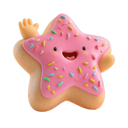 Kawaii Star Cookie Character Icon - Cute 3D Dessert