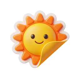 Süßes Kawaii Sonnen-Sticker-Icon - 3D Wetter-Design