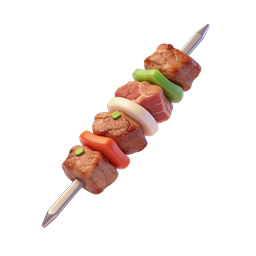 Grilled Kebab Skewer Icon - 3D Realistic Food Illustration
