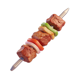 Grilled Kebab Skewer Icon - 3D Food Illustration