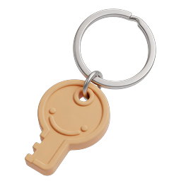 Cute Smiley Key Keychain Icon - 3D Rendered