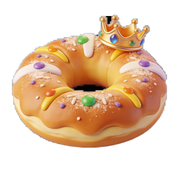 King Cake with Crown Icon - Mardi Gras Pastry