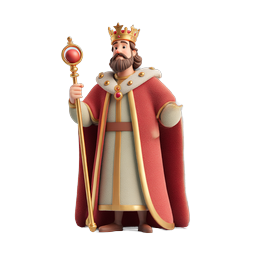 3D King Character Icon - Royal Crown and Scepter