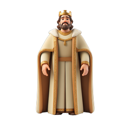 3D King Royal Character Icon - Majestic Crowned Ruler