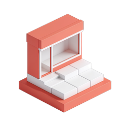 Isometric Kiosk Storefront Icon - 3D Retail Building