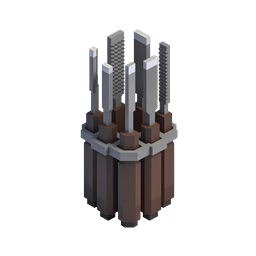 Voxel Kitchen Knife Block Icon - 3D Block Cooking Set