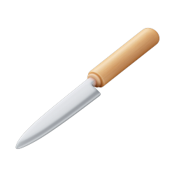 Realistic Kitchen Knife Icon with Wooden Handle
