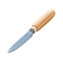 Realistic 3D Kitchen Knife Icon - Wooden Handle