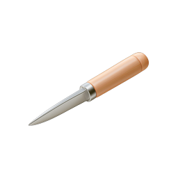 Realistic Kitchen Knife Icon with Wooden Handle