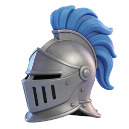 Medieval Knight Helmet Icon with Blue Plume Crest
